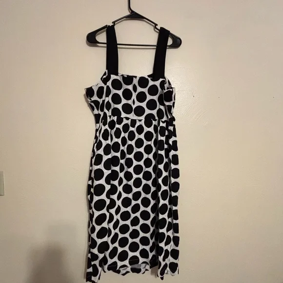 Who What Wear XL Black White Polka Dot Linen Blend Midi Dress - Picture 7 of 7